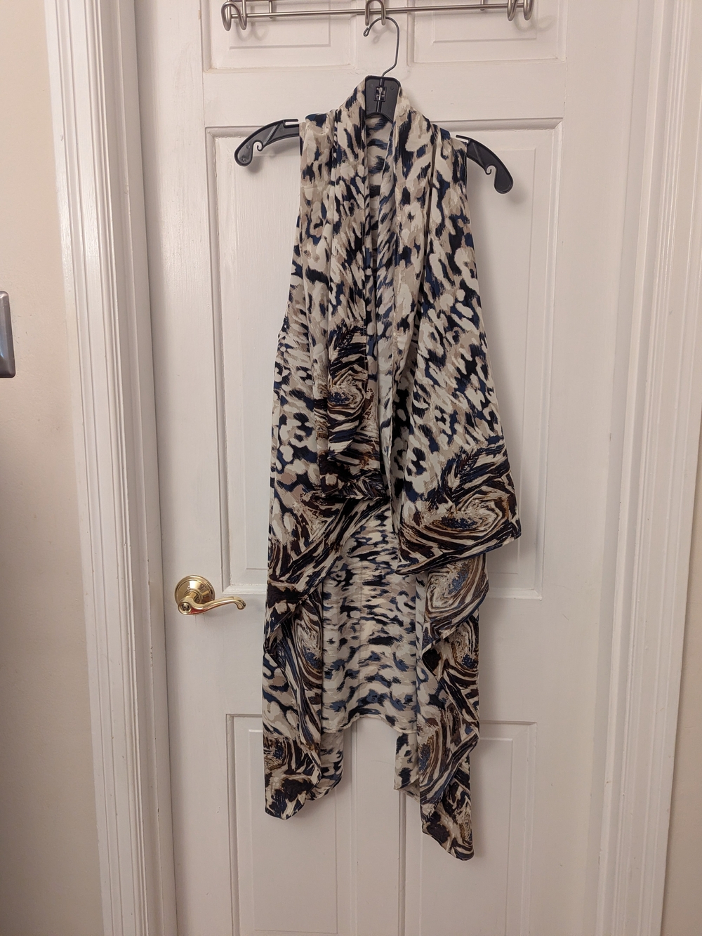 Neutral Animal Print Draped Throw Scarf From byVINNIK